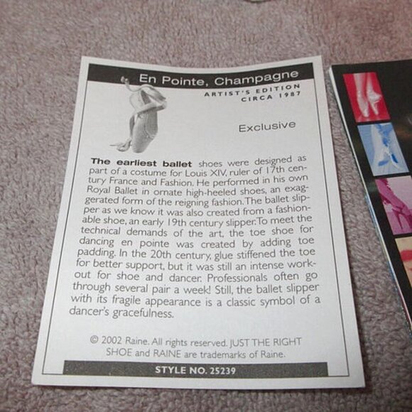 Raine EN POINTE Champagne BALLET SHOE Ballerina COLLECTIBLE Signed VINTAGE 25239 - Picture 8 of 11